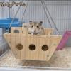 Деревянные игрушки-качели для хомяков Прочная устойчивая к укусам платформа для лазания хомяков с цепочкой Деревянная игрушка для птиц для золотого хомяка морской свинки