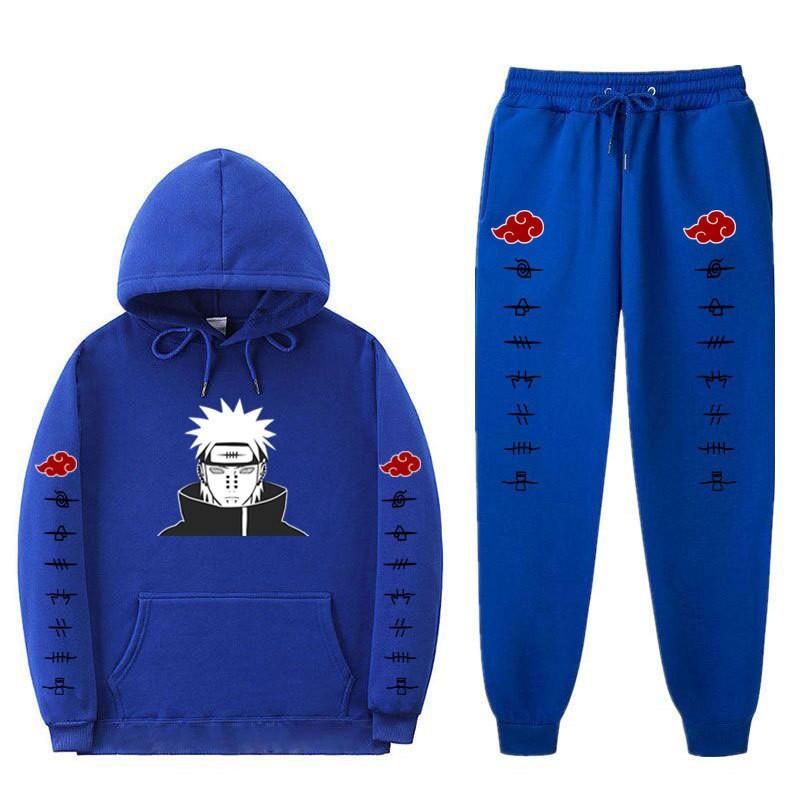 Мужской комплект толстовок с капюшоном на флисовой подкладке Naruto Акацуки Пейн Тэндо, повседневный наряд с длинным рукавом