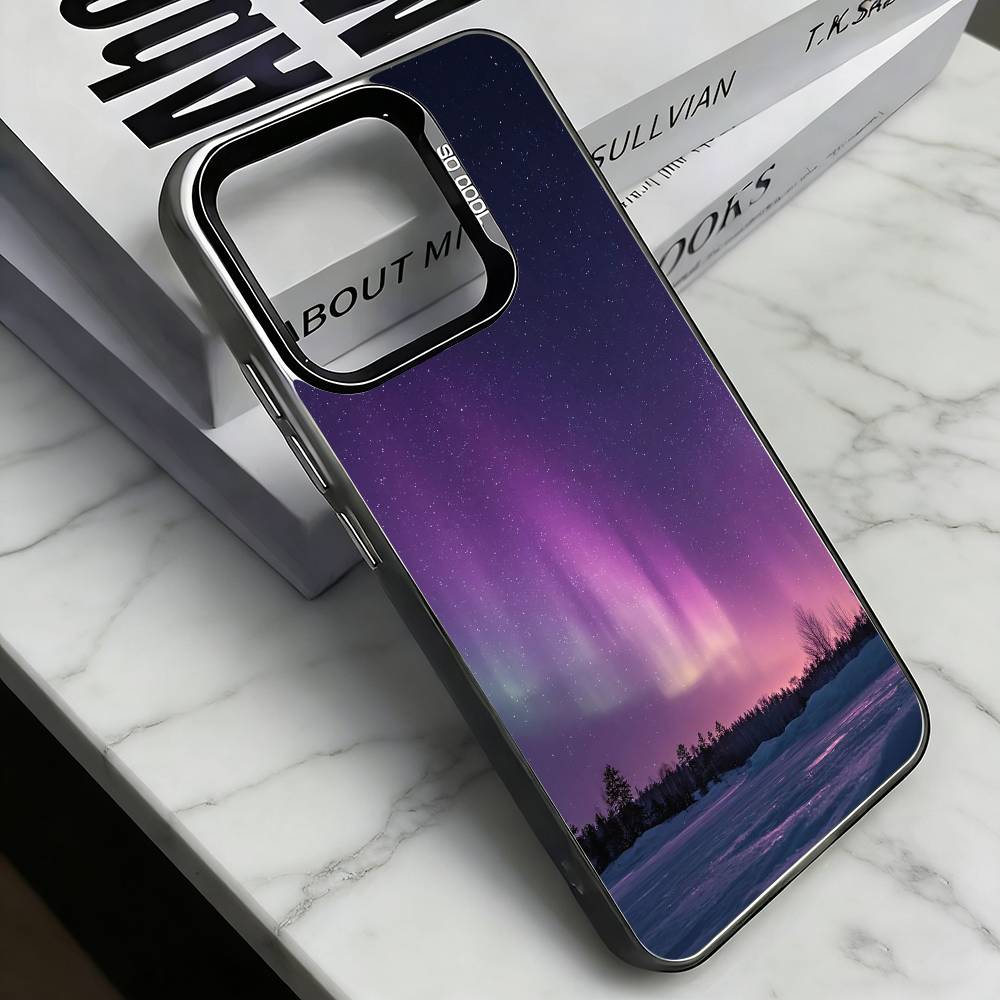 Northern Lights Phone Case For iPhone 17,16,15,14,13,12,11 Plus,Pro Max,XS,Colorful Silver Phone case Funda Cover