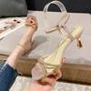 Сандалии женские лето 2024 новые женские корейские феи стиль мода крест стразы высокий каблук сандалии