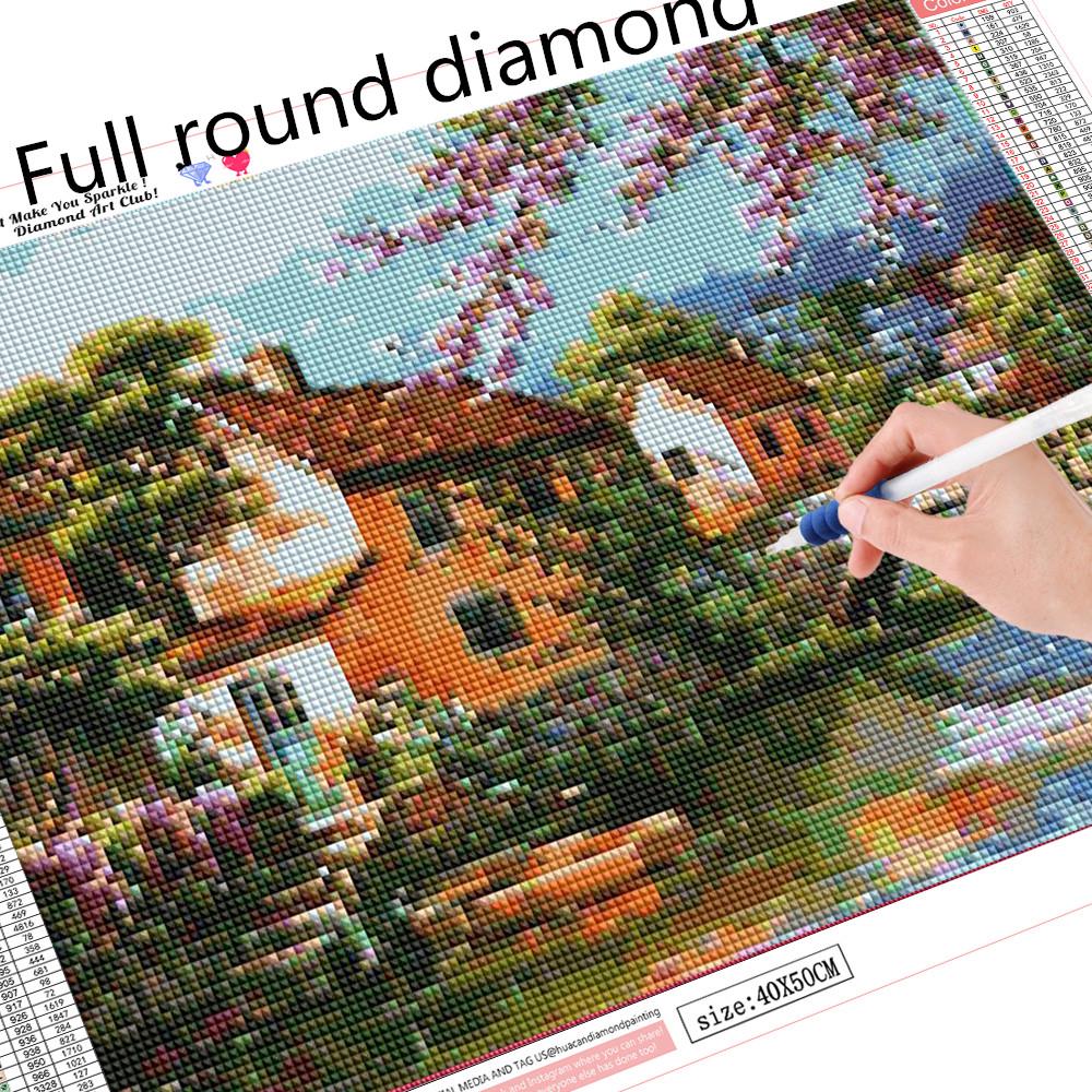 HC DIY 5D Diamond Painting Bridge Cabin Embroidery Crafts Cross Stitch Home Decor
