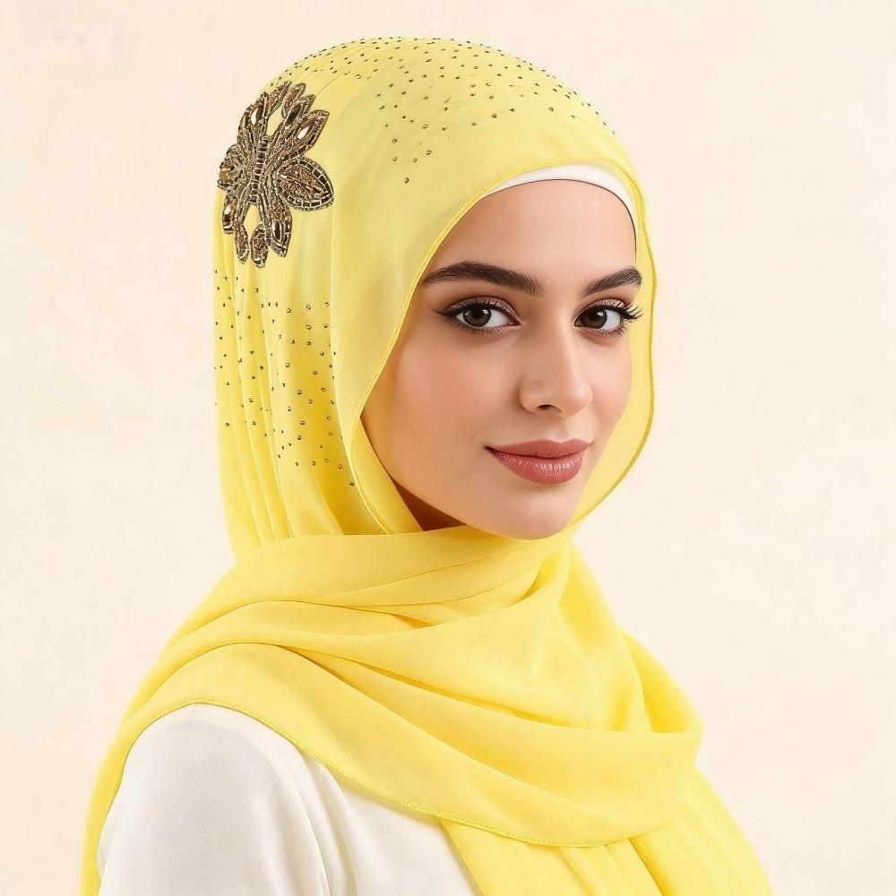 Rhinestone Flower Decor Sequin Embellished Headscarf Light Luxury Head Wrap Turban Traditional