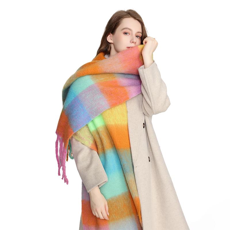 Luxury Winter Scarf Women Plaid Cashmere Shawl Soft Elegant Lady Poncho Chuncky Pashmina Bufanda Tassel Echarpe Winter Clothing
