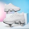 Boys Wheels Sneakers with On Double Wheels Girl Roller Sneakers Roller Shoes Deformation Shoes Roller Skate Shoes