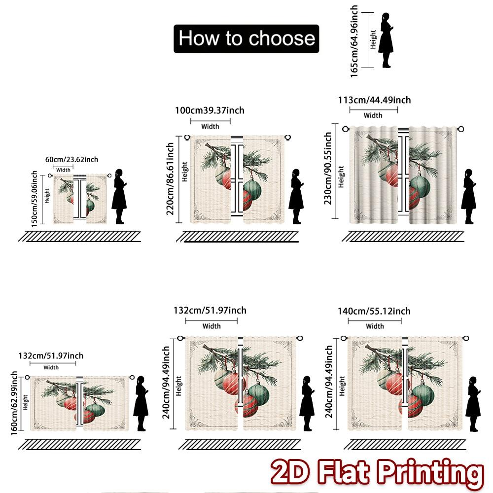 2 шт., Шторы с плоской 2D-печатью (Без Рода) Праздничные украшения Праздничные шторы с принтами Принты Светофильтрующие шторы