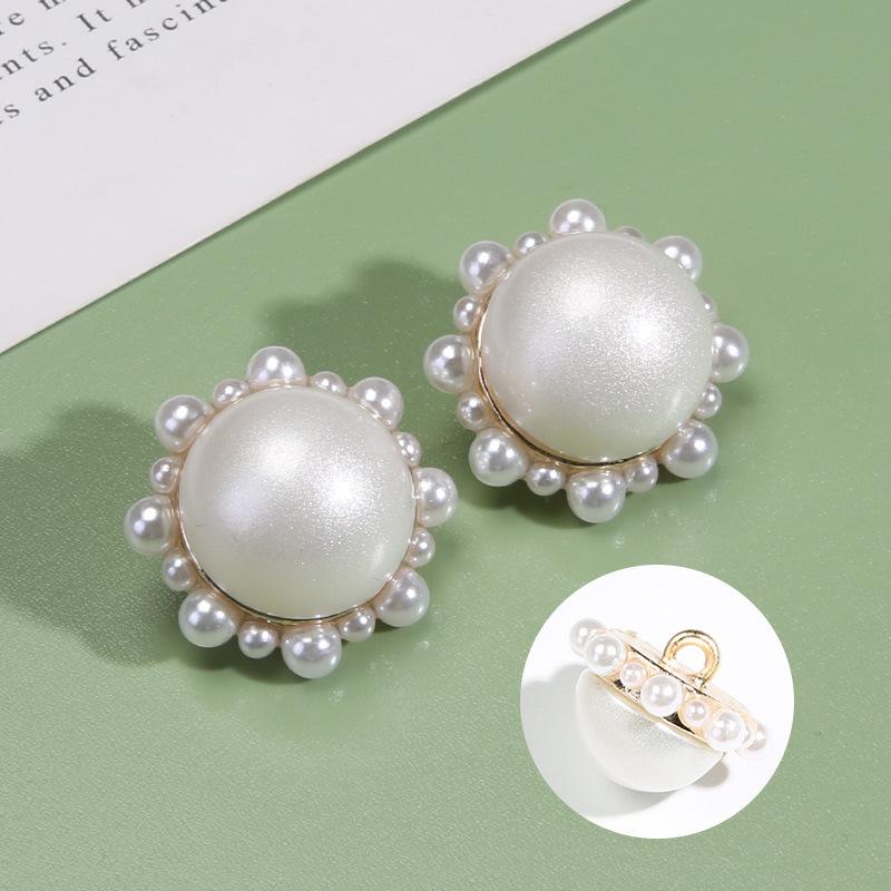 White Pearl Button Clothes Coat Decorative Button Accessories Versatile Round Women'S High-End Small Fragrant Button Sweater