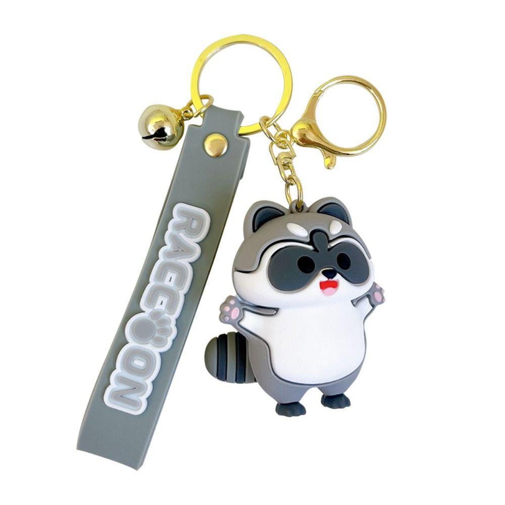 Забавный кавайный брелок из цинкового сплава с енотом, корейский детский кулон, мультяшный брелок, декор для рюкзака