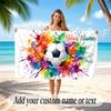Soccer Theme Beach Towel Personalized Custom Name & Text Soft Quick Dry Beach Towel for Swimming Travel