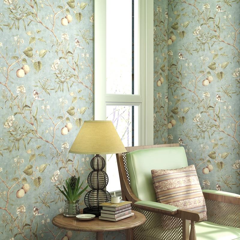 Beibehang Американские обои Ретро Обои с цветами яблони Спальня Гостиная Фон Чистая бумага Пасторальные обои