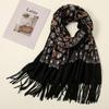 Winter Travel Imitation Cashmere Shawl Scarf Ginkgo Embroidery Desert Travel Photo Scarf Women's