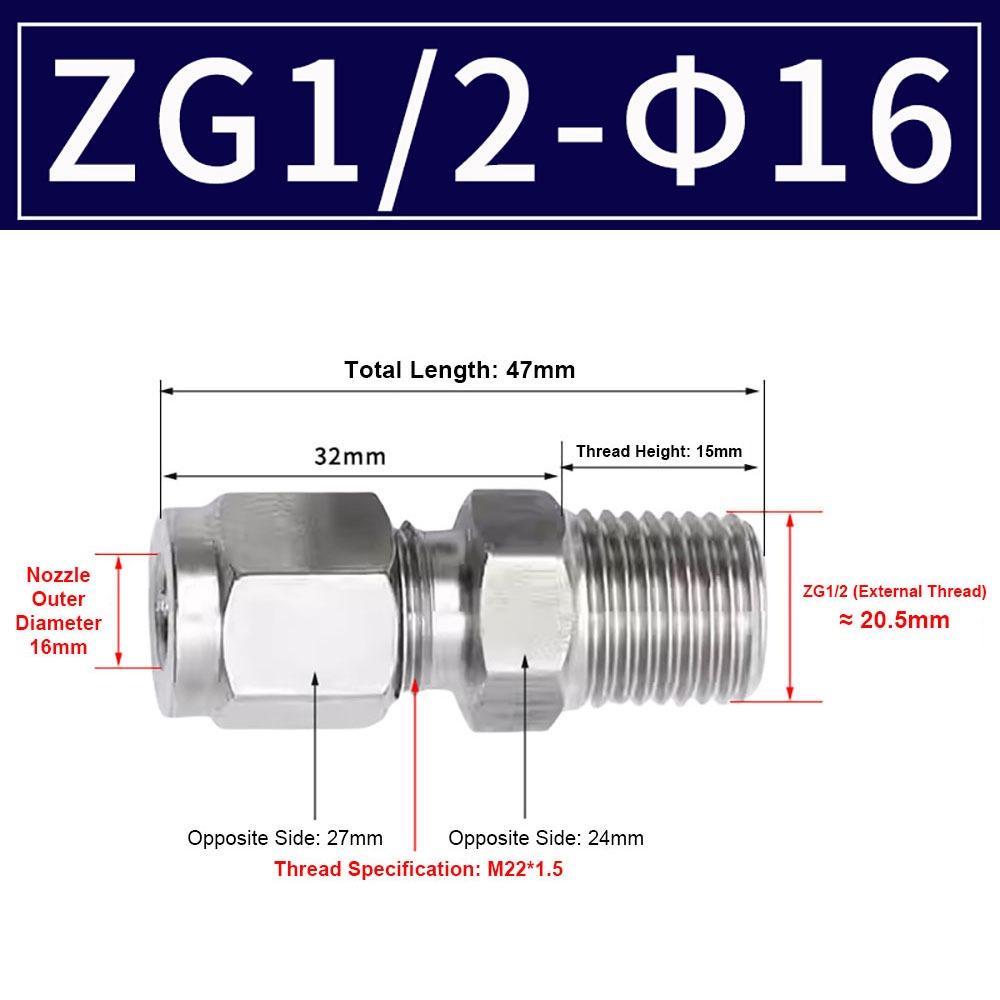 1 шт. Трубный соединитель из нержавеющей стали 304 Метрический фитинг ZG для масла, воды, газа