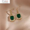 Французские винтажные зеленые драгоценные камни, модные простые висячие серьги, женские ювелирные изделия, изысканные висячие серьги-гвоздики с индивидуальным дизайном