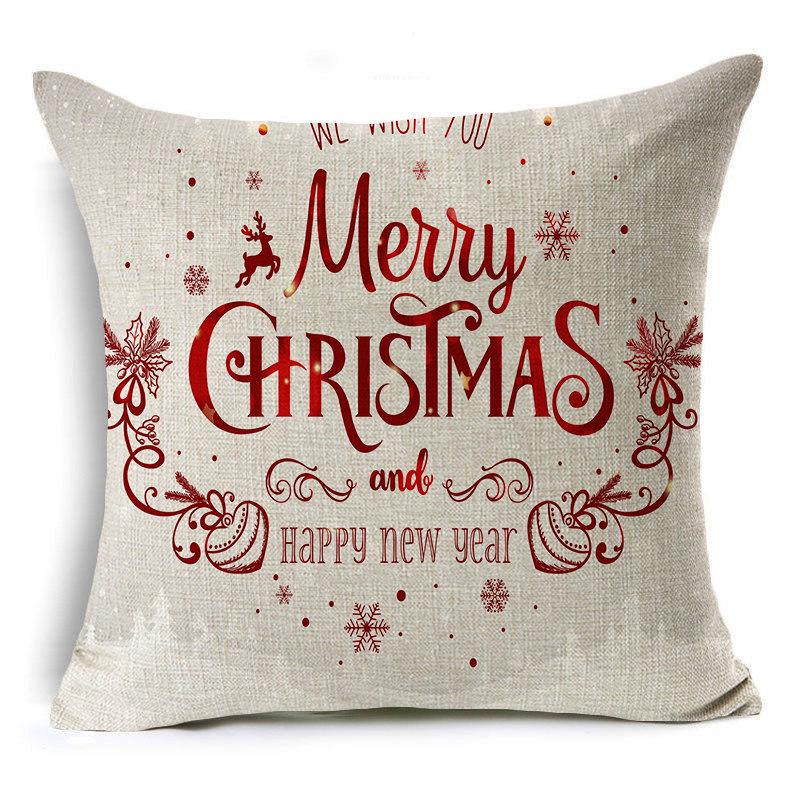New Year Christmas Gift Elk Letter Sofa Cushion Linen Pillow Car Pillow Cover Premium Durable Quality Useful Practical