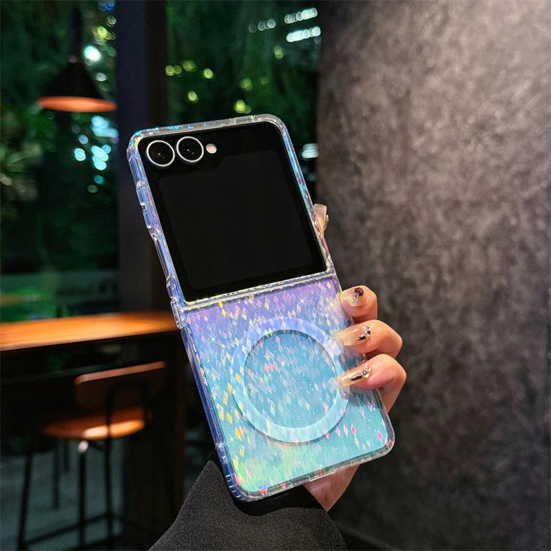 Цветное покрытие применяется к чехлу для мобильного телефона Samsung zflip1, zflip1 цветной, zflip1 поколение, складной экран, флип, чехол с магнитной защелкой