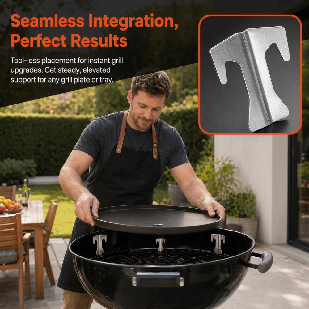 3PCS Stainless Steel Grill Tray Support Silver Fire Bowl Spacer BBQ Plate Spacer Kettle Grill