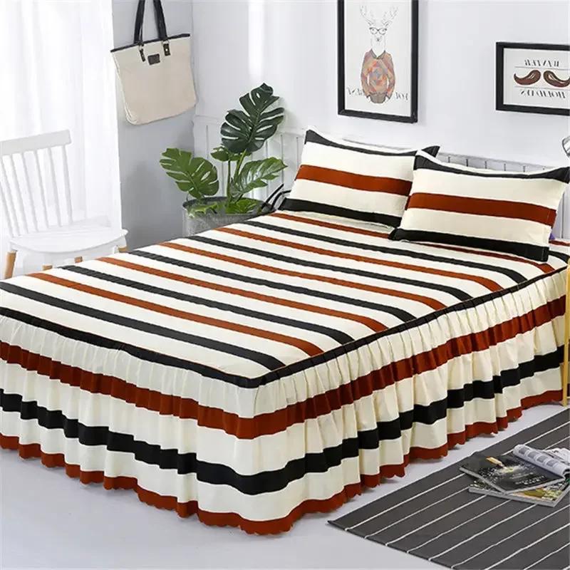 Bed Skirt Cotton Bedspread Set Embroidery Bed Dress Pillow Cases 3 Pieces/Set For King/Queen Double 1.5/1.8/2M Sheet Cover