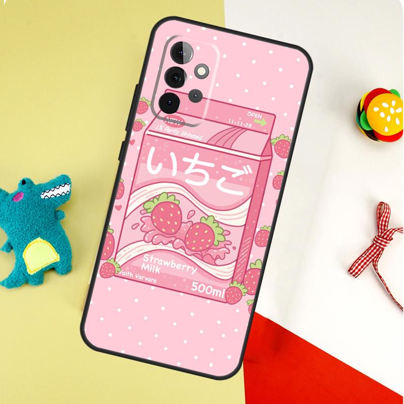 Милый Клубничный Молочный Чехол Для Телефона Samsung Galaxy A22 A32 A52 A54 A34 A14 A55 A35 A15 A53 A33 A13 A05 A06 A16
