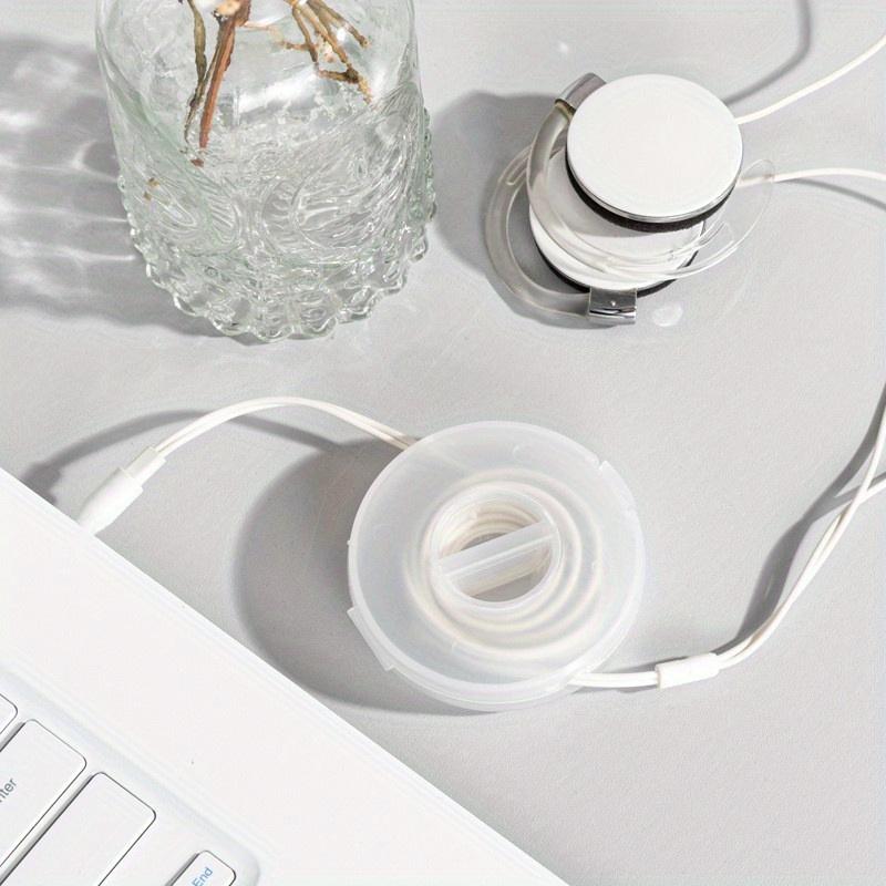 1pcs Transparent Charging Cord Organizer Portable Charger Cord Holder Round Storage Case Retractable Reel Box Cable Winder