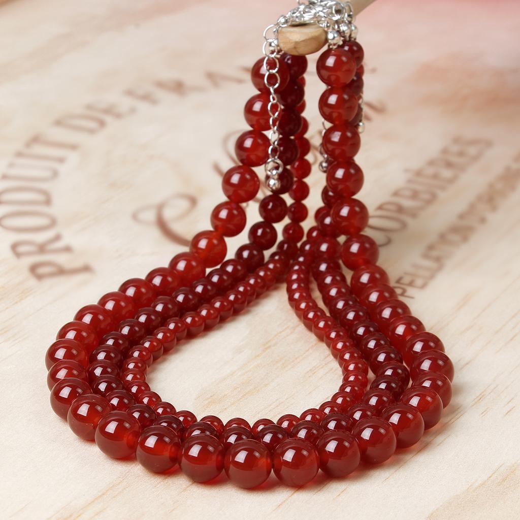 Natural Stone High Quality Sardonyx Round Beads Necklace Bohemian Women's Classic and Elegant Handmade Beaded Necklace