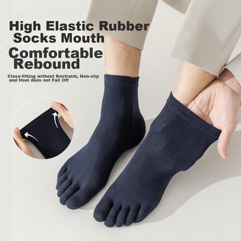 MiiOW [100% Pure Cotton Socks 5 Pairs] Men's Socks, Autumn Five-Toe Socks, Antibacterial And Odor-Resistant Mid-Calf Socks for Me