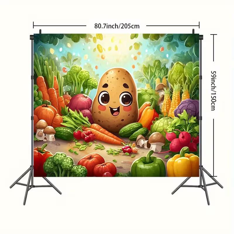 2D мультяшный фон с картошкой и разноцветными овощами для фотографии