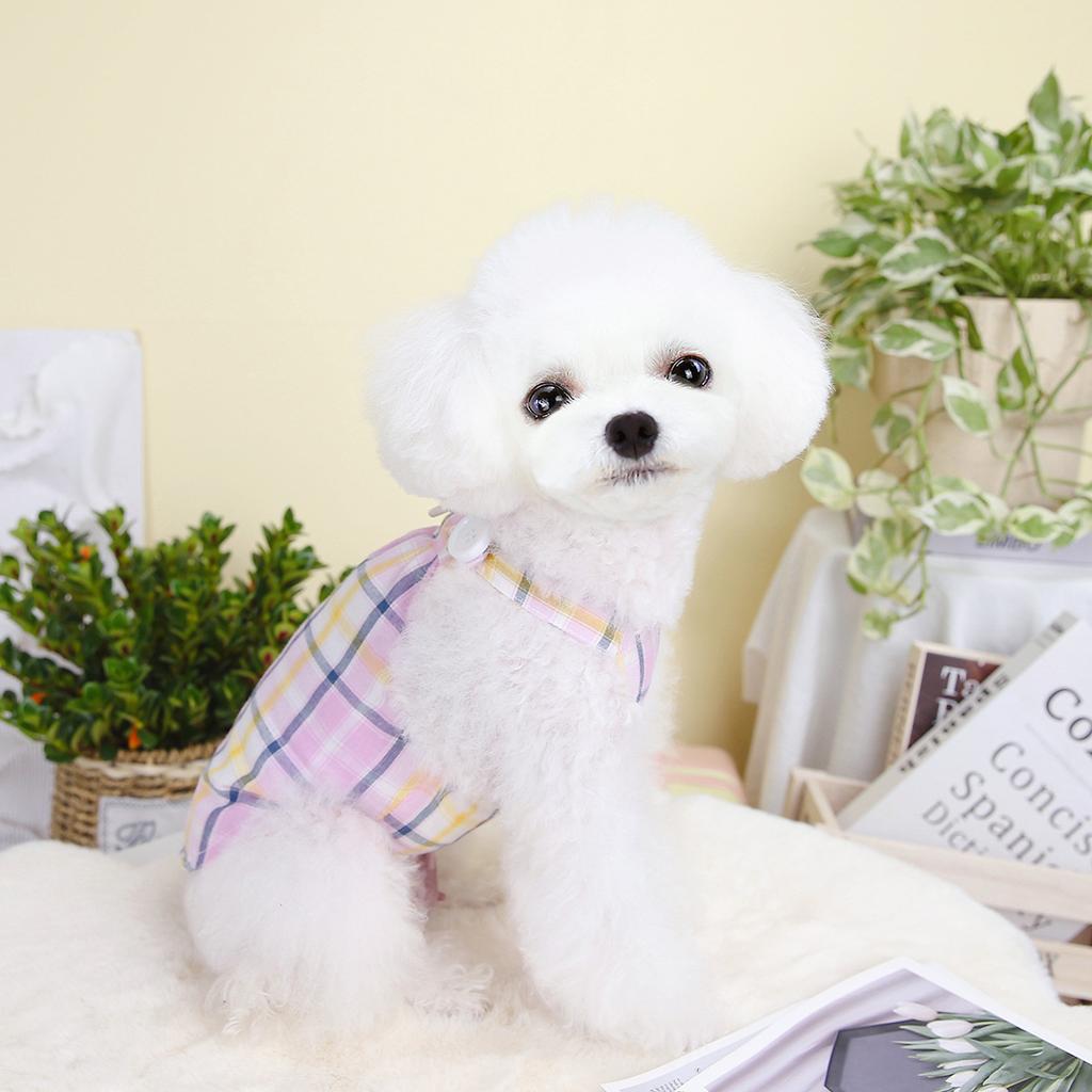 Pet Clothing Korean Version of Dog Clothes Teddy Skirt Dog Clothing Teddy Cotton Plaid Straps