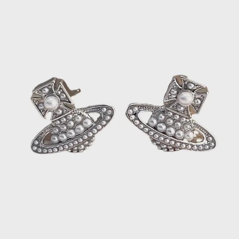 Серьги с жемчугом «Крест Сатурна» из золота с гальваническим покрытием — изысканный дизайн класса люкс, вдохновленный вдовствующей императрицей Цыси