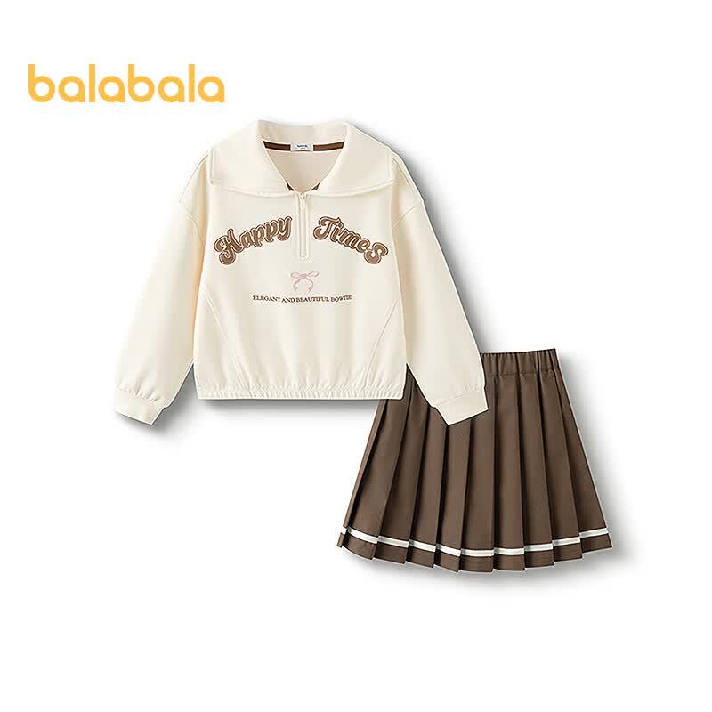 Комплект из лонгслива и плиссированной юбки для девочек Balabala