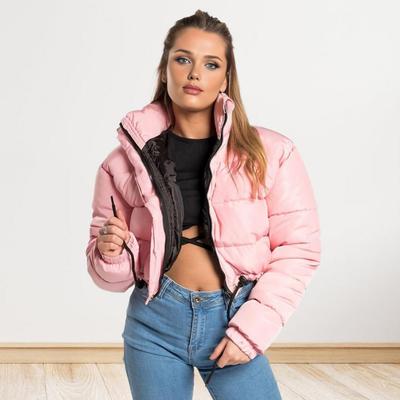 Женское хлопковое пальто, легкая однотонная теплая куртка с затягивающимся шнурком, воротником-стойкой, застежкой-молнией, короткое стеганое пальто для авт.