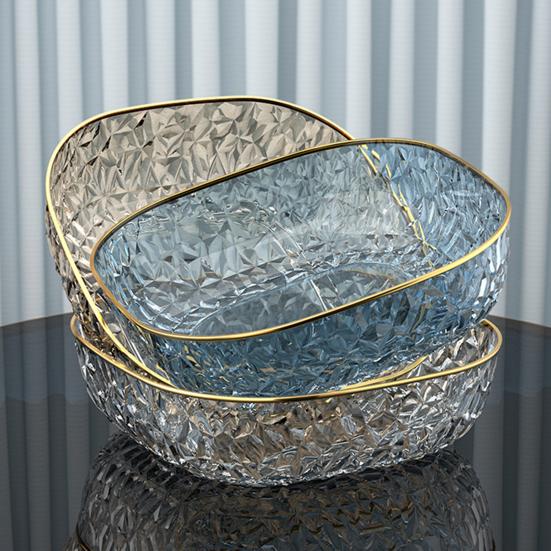 Фруктовая тарелка, полупрозрачная ромбовидная текстура, легкая, роскошная фруктовая тарелка большой вместимости, универсальный элегантный органайзер на столешницу