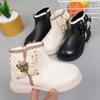 Ботинки для девочек, нескользящие, детские, модные, универсальные, мягкие, в британском стиле, классные, принцессные, ПУ, весна-осень