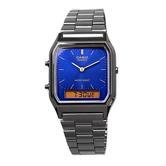 CASIO Ана-Цифровые Кварцевые Наручные Часы Серия Vintage AQ-230GG-2A Унисекс Двойное Время Синие Зарубежная Модель