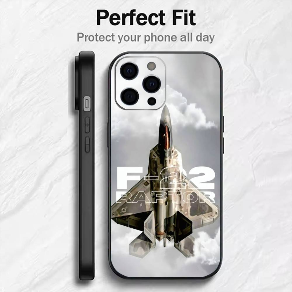 Чехол для телефона F-Fighter JetS SU-57 F-22 Для iPhone17,16,15,14,13,12 Plus,Max Мягкий Силиконовый Черный Чехол