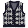 2023 модный клетчатый вязаный жилет с v-образным вырезом, женский свободный и универсальный свитер без рукавов, топ на бретелях