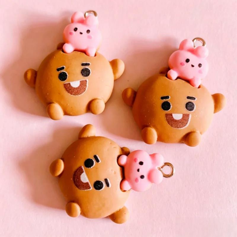 1-100 шт.~BT21 Мультяшный смоляной брелок DIY Аксессуары Товары для рукоделия Для изготовления бижутерии Серьги Ожерелье Браслет Подвеска Декор для телефона 6