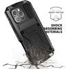 (Black) Metal Case for Iphone 16 Pro Withkickstand Glass Screen Protector 360 Full Body Protective Cover Shockproofheavy