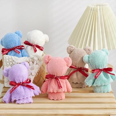 Коралловый бархатный кролик медведь плюшевое полотенце милый медведь кукла детские полотенца мягкое впитывающее полотенце для ванной лица руки для свадебных деловых подарков