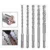 5 Pcs Electric Hammer Cross Impact Drill Bit Set 2-slot Round Shank Cross Tips For Concrete Wall