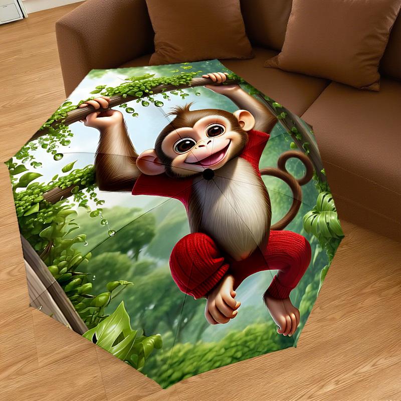 1PC Monkey JungleUmbrella-8-Rib Reinforced, Automatic Open, Lightweight & Durable, Cute Fashion Accessory for Outdoor-P172
