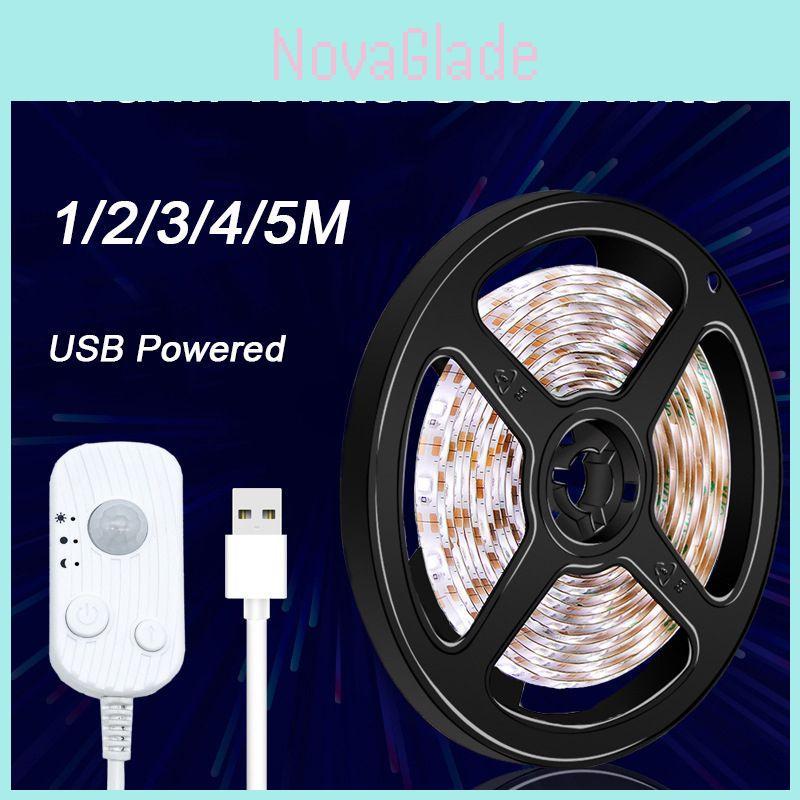 Универсальная светодиодная лента с PIR-датчиком движения, 1-5 м, питание от USB, для шкафов и лестниц
