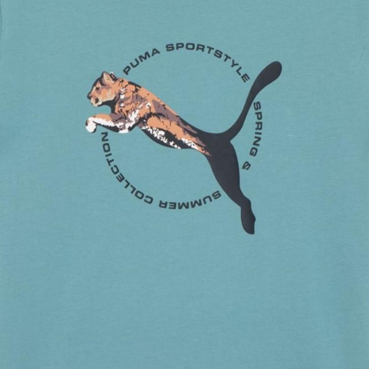 PUMA REAL CAT SS24 T Shirt Men's Gray Blue 628115-84