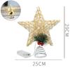 Gold Glitter Christmas Tree Topper Pentagram With LED Lights Sparkle Xmas Treetop Ornament For Home Xmas Festival Decor