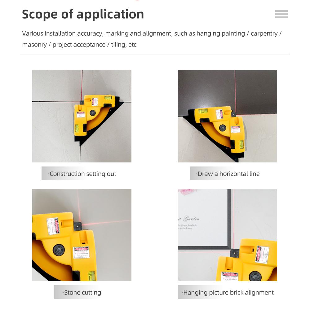 90 Degree Laser Level Portable Angle Laser Gauge Vertical Horizontal Wire Line Right Angle Level Tester for Home Decoration