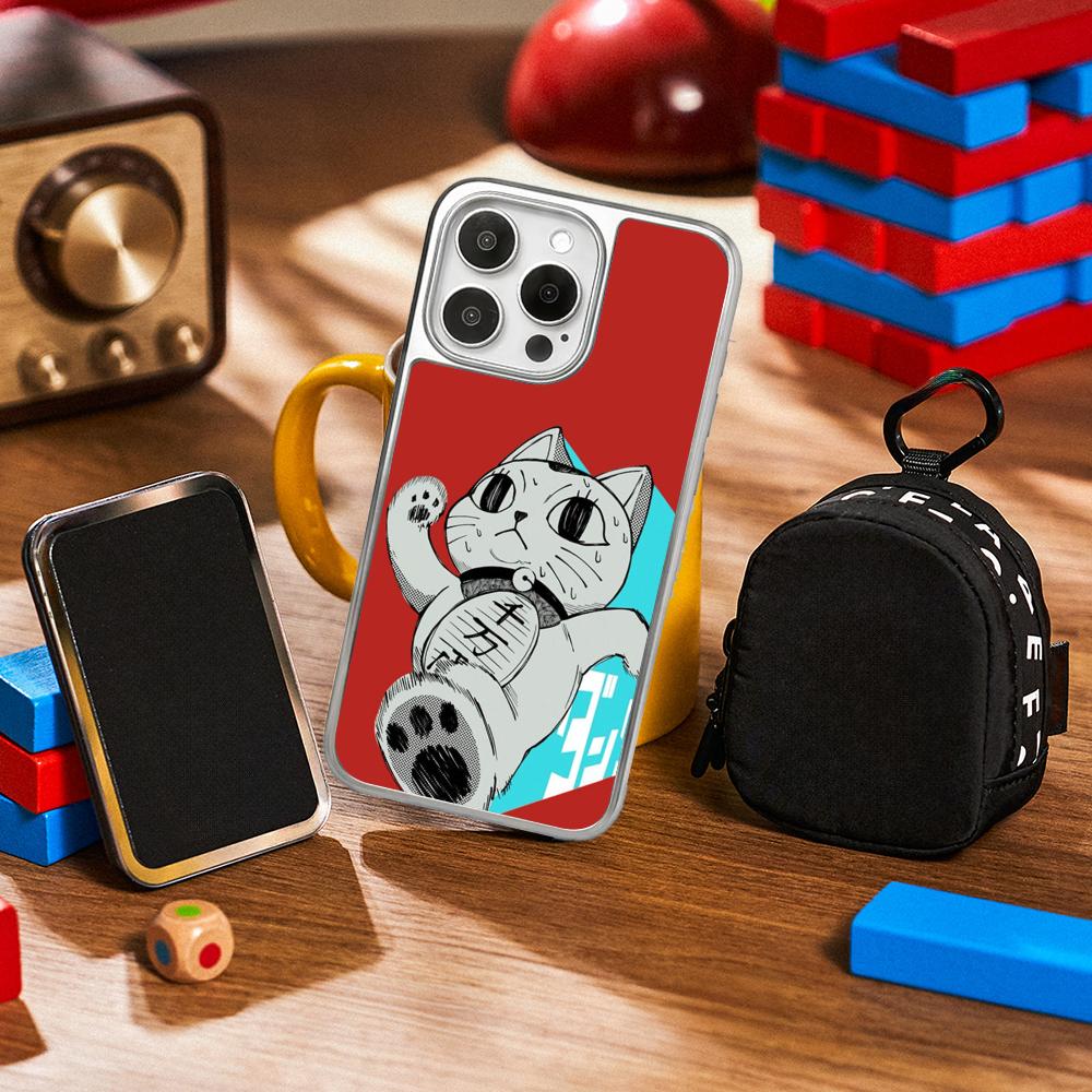 Dandadan cool japan anime pattern Phone Case for iPhone 16 15 14 13 12 11 Pro Max Sheepskin Silver-edged protective case