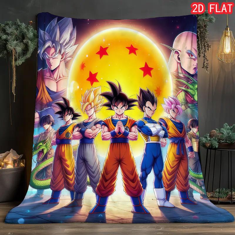 Dragon Ball Bright Color Blanket HD Printed Flannel Blanket for Home Bedroom Living Room THW
