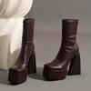 Fashion Stretch Punk Style Gothic Chunky Platform Ankle Boots for Women Autumn Winter Shoes Ladies Strange High Heels Boots Booties