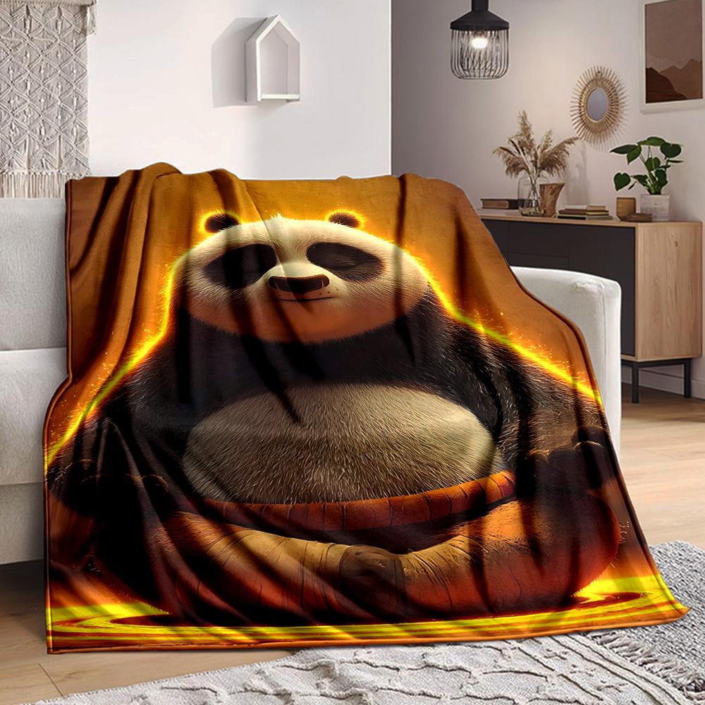 1pc Panda Meditation Blanket Lightweight Flannel Blanket Throw Blanket For Sofa, Bed, Travel, Camping, Livingroom, Office, Couch