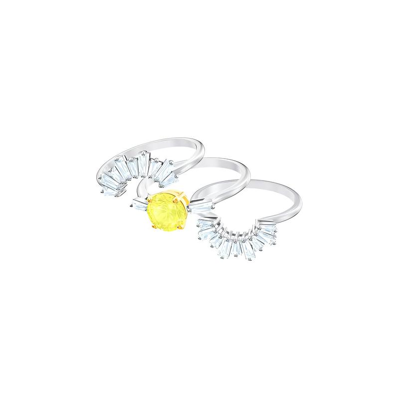 Swarovski Солнечная Ромашка Набор из Трех Предметов Кольцо с Родиевым Покрытием Женское 5482498