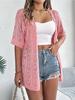 2024 Summer Woman White Hollow Short Sleeved Knitted Cardigan Vacation Sun Protection Shirt