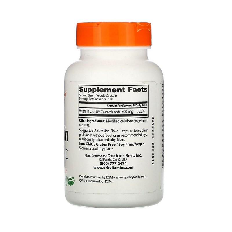 Doctor's Best Pregnant Women Vitamin C 500mg Ascorbic Acid Vegetable Capsules 120, 120 tablets, 1